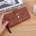 Porte - monnaie femme cuir pu �lastique feuille portefeuille court et long