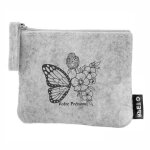 Porte monnaie en feutrine motif femme papillon personnalisable