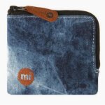 Porte monnaie - mi pac - denim dye blue - 2 emplacements cartes - rangement zipp� - tissu doux
