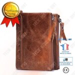 Porte - monnaie - td® - black angel - cuir véritable - marron - double fermeture éclair Porte - monnaie - td® - black angel - cuir véritable - marron - double fermeture éclair
