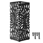Porte - parapluie carr� en acier pour parapluies et cannes avec r�ceptacle d?eau amovible 4 crochets ...