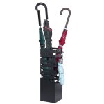Porte parapluie en m�tal carr� porteparapluies avec 4 crochets et bac d�gouttement amovible motifs ajour�s ...