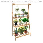 Porte plante en bambou avec barre transversale 70x40x141cm plantes suspendues - quiienclee - fasike