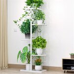 Porte plante en fer etagère de fleur 5 niveaux présentoire de jardin blanc Porte plante en fer etagère de fleur 5 niveaux présentoire de jardin blanc