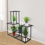 Porte - plante - huole - tablette � roulettes pour plante - universel - noir - m�tal - 85 * 25 * 82cm ...