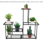 Porte plante interieur exterieur en metal - 4 tagres - cadre rectangulaire noir 85 x 25 x 82 cm - quiienclee ...