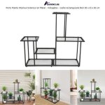 Porte plante interieur exterieur en metal - quiienclee - 4 tagres - noir - universel