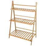 Porte - plante pliable � 3 niveaux huole - couleur b�che - 70 * 40 * 96cm - bambou