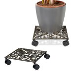 Porte - plantes  roulettes lot de 2 support pot de fleurs 4 roues d: 335 cm carr design antiquits ...