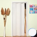Porte pliante accord�on pvc blanc pastel bouton 83x214 reductible mod. maya