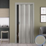 Porte pliante - forte - luciana - pvc - tissu gris - 88x214cm - cot�