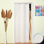 Porte pliante pvc forte - mod�le maya - coulissante - cendre blanc - 83x214 cm