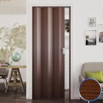 Porte pliante en pvc noyer mansonia - forte - mod�le luciana - r�versible droite / gauche - rail fourni ...