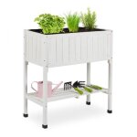Relaxdays porte - pot de fleurs plastique �tag�re hxlxp�: 80x74x38 cm balcon et terrasse jardini�re sapin ...