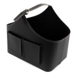 Porte - revues en simili - cuir noir avec poches panier avec poignes en cuir synthtique pour le rangement ...