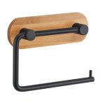 Porte rouleau papier wc - msv - yono - acier noir mat - bambou - installation adhsive