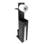 Combin wc avec support smartphone acier & bambou yoni noir mat spirella