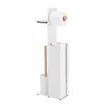 Combin wc avec support smartphone acier & bambou yoni blanc mat spirella