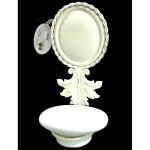 Porte savon - lheritier du temps - motif feuillages - cramique et fer - blanc - 115x14x27cm