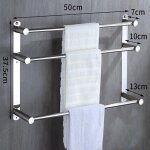 Porte serviettes  3 barres 50cm en acier inoxydable - support inox mural pour salle de bain