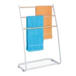 Relaxdays porte - serviettes sur pied m�tal 3 traverses aspect bois pour serviettes hxlxp : 87 x 58 x ...