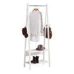Porte - vêtement en bois frg59 - w sobuy - avec deux étagères ? blanc - l66cm x p39cm x h180cm Porte - vêtement en bois frg59 - w sobuy - avec deux étagères ? blanc - l66cm x p39cm x h180cm