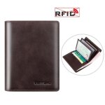 Portefeuille en cuir vritable format europen - mobigarlan - femme - caf - souple - fermoir porte - ...