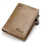 Portefeuille en cuir v�ritable - mobigarlan - format europ�en - kaki - marron - homme