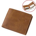 Portefeuille homme en pu cuir - fondupin - bi - pli avec porte - monnaie zipp - caf clair