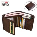 Portefeuille homme en real cuirprotection rfid contre le piratage portemonnaie et carte homme - caf