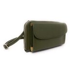 Portefeuille porte - monnaie en cuir vert pour femme - oh my bag - city kaki - bandoulire rglable - ...
