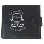 Portefeuille  rabat pour homme porte monnaie noir meilleur papi personnalis avec prenom