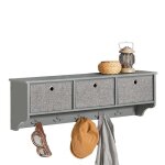 Portemanteau mural frg282 - hg sobuy - avec 5 crochets et 3 paniers - 100x20x31 cm ? gris