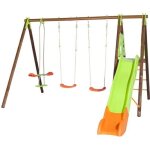Station de jeux bois poutre mtal 230 m techwood premium akeo - 6 enfants