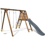 Portique balanoire - 3 agrs avec toboggan - fleur - soulet
