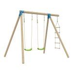 Portique balandier - h. 224 cm - 2 balanoires - chelle corde - kit dancrage