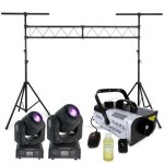 Portique dj support lumi�re de 3 m tr�s robuste - 2 lyres spot7 dmx avec gobos - 1 machine � fum�e ibiza ...