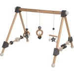Portique dveil en bois pour bb - roba - rock star baby 3 - avec 3 pendentifs - naturel / noir