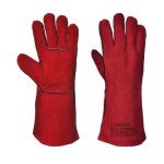 Portwest - gants de soudeur en cuir croute de bovin rouge
