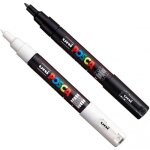 Lot de 2 marqueurs posca pc - 1mc noir et blanc pointe extra - fine conique