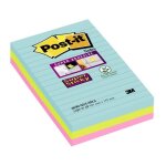 Bloc - notes super sticky - post - it - collection miami - lot de 3 - multicolore - 101 x 152 mm