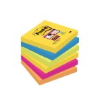 Bloc - notes - post - it - couleurs rio - 76 x 76 mm - lot de 6 - super sticky