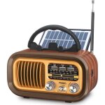 Poste radio vintage - prunus - j - 150 - am / fm / sw - bluetooth - batterie 1200 mah - panneau solaire ...