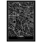 Poster panorama carte noir de paris 50x70 cm - imprim�e sur poster - poster ville noir et blanc