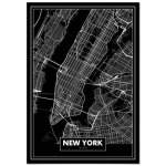 Poster panorama carte noir de new york 50x70 cm - imprim�e sur poster - poster ville noir et blanc