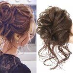 Postiche chignon d�sordonn� - vvikizy - marron clair - synth�tique - boucl� - volume