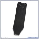 Postiche droit - v geby - 60 cm - 6 pices - noir - extensions de cheveux avec clips