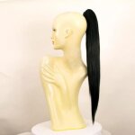 Postiche queue de cheval extension femme longue lisse 70 cm noire ref 7 en 1b