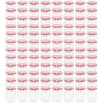 Pots � confiture - vidaxl - 230 ml - verre - couvercle blanc et rouge - 96 pcs