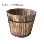 Pots de fleurs en bois - unbranded - 2x planteurs de baril de seau - marron - capacit 2 l - hauteur ...